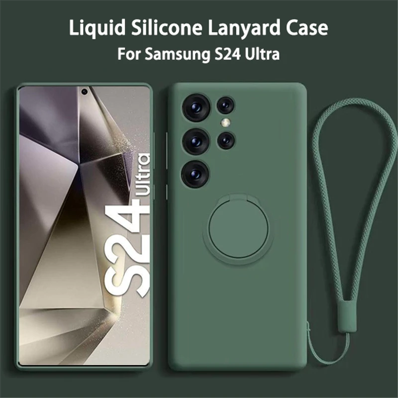 Liquid Silicone Magnetic Holder Case For Samsung Galaxy S24 S23 S22 S21 Ultra Plus S20 S24 FE A55 A25 A34 A54 A53 A52 Soft Cover