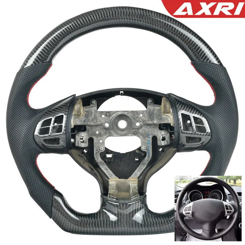 Customized Carbon Fiber Steering Wheel Perforated Leather Fit For Mitsubishi Lancer ES GT EX X 2007-2017