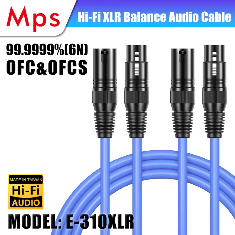 

MPS E-310XLR HiFi 99.9997% OFC+Silver 24K Gold Plated 3Pin Plug XLR Microphone balance audio cable DVD CD DAC amplifier 1Pair