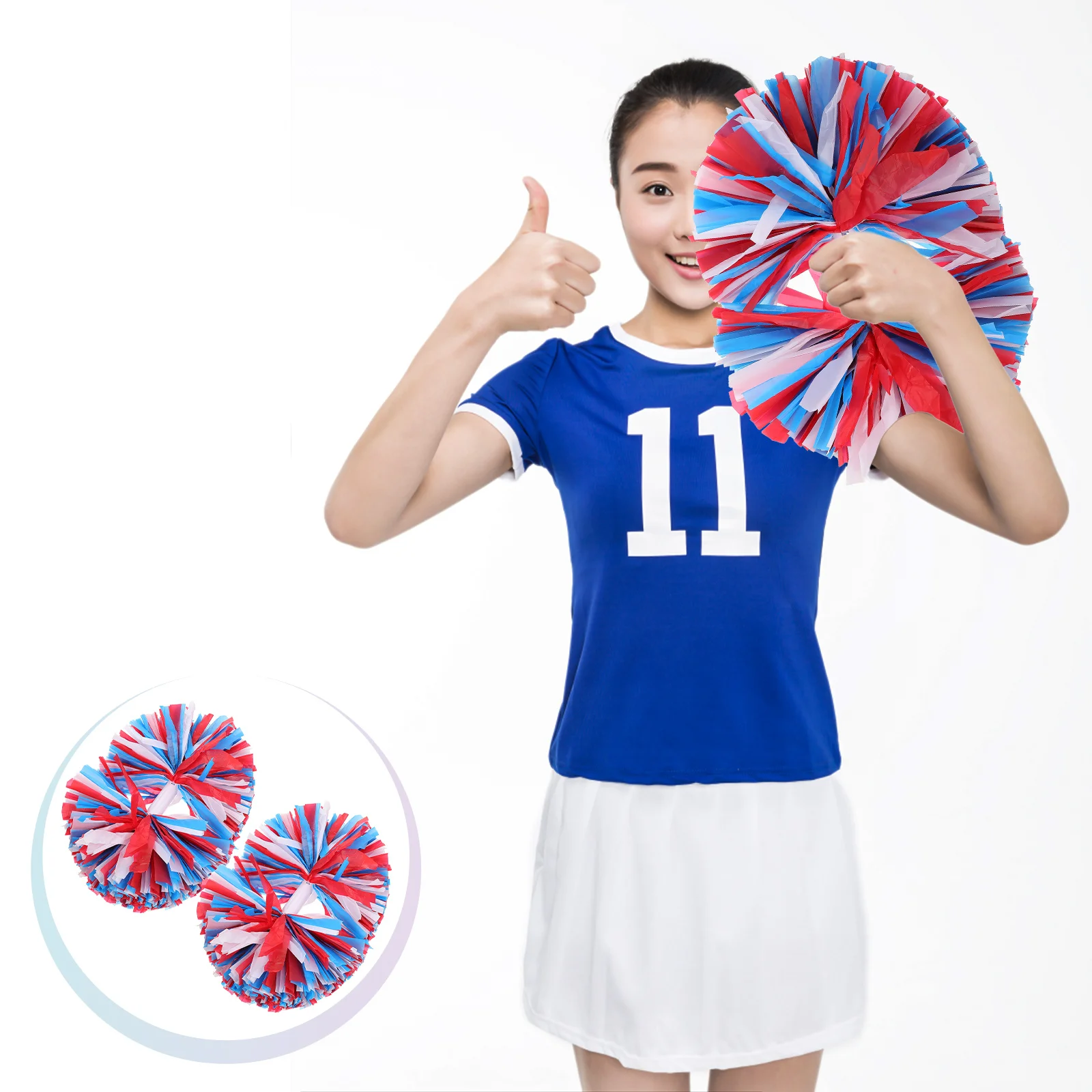

2Pcs Cheerleading Pom Poms Bright Material Handheld Smooth Handle for Sports Events Dance Parties Supplies