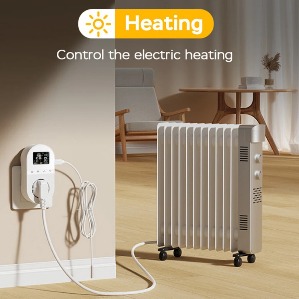 

Умная Wi-Fi розетка-термостат 16А с цифровым контроллером температуры, датчиком, таймером и голосовым управлением (Alexa, Google Home)