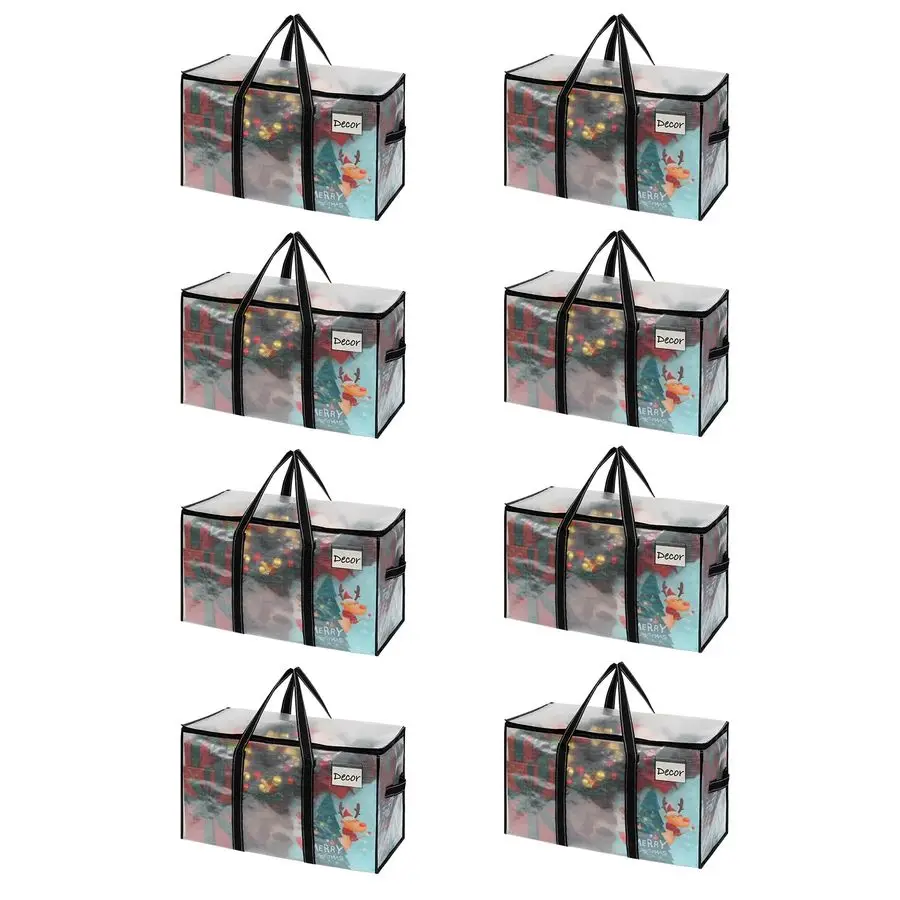 

Набор из 8 сумок для переезда и больших контейнеров для хранения рождественских украшений с крышками для декораций, гирлянд и светильников. Коробки для переезда и упаковочные материалы