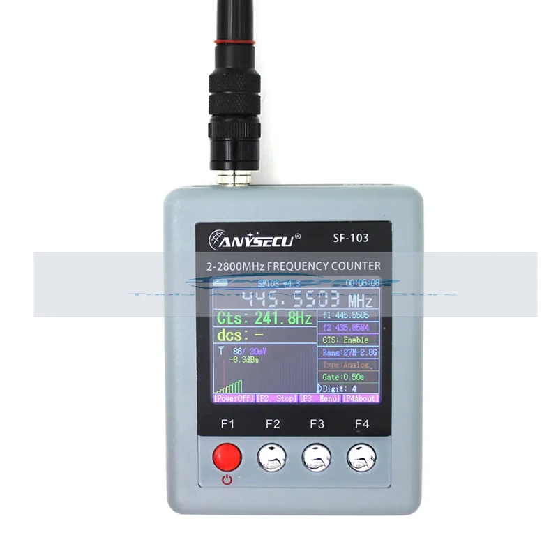 

SF103 Handheld Frequency Meter, Test CTCSS/DCS, Measure 2-2800MHz Segment, Display Signal