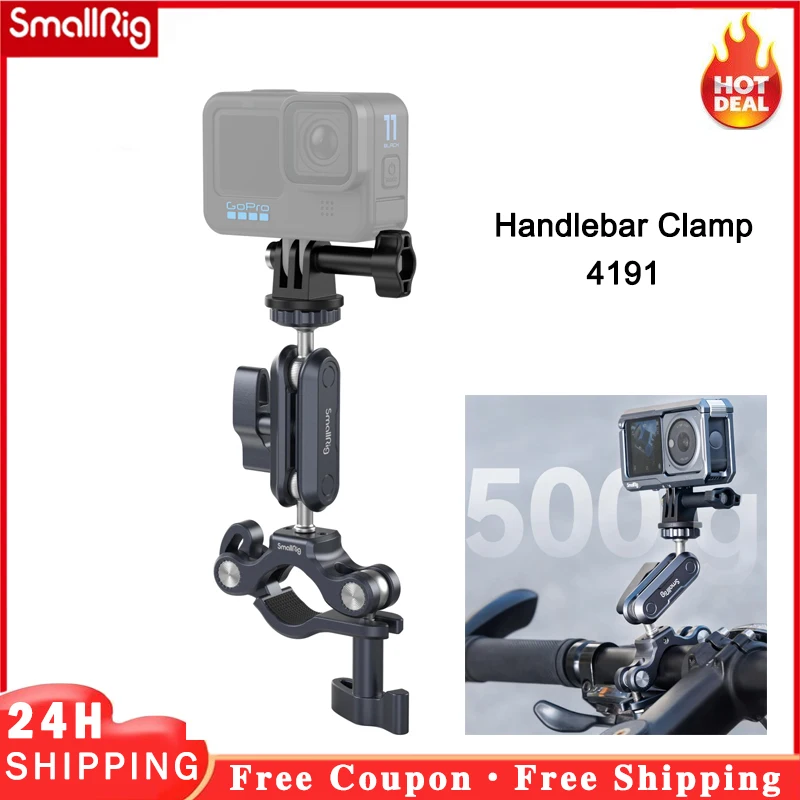 

SmallRig Motorcycle Handlebar Clip Holder Bicycle Handlebar Mounting Clamp Aluminum for Gopro insta360 DJI Action Camera 4191