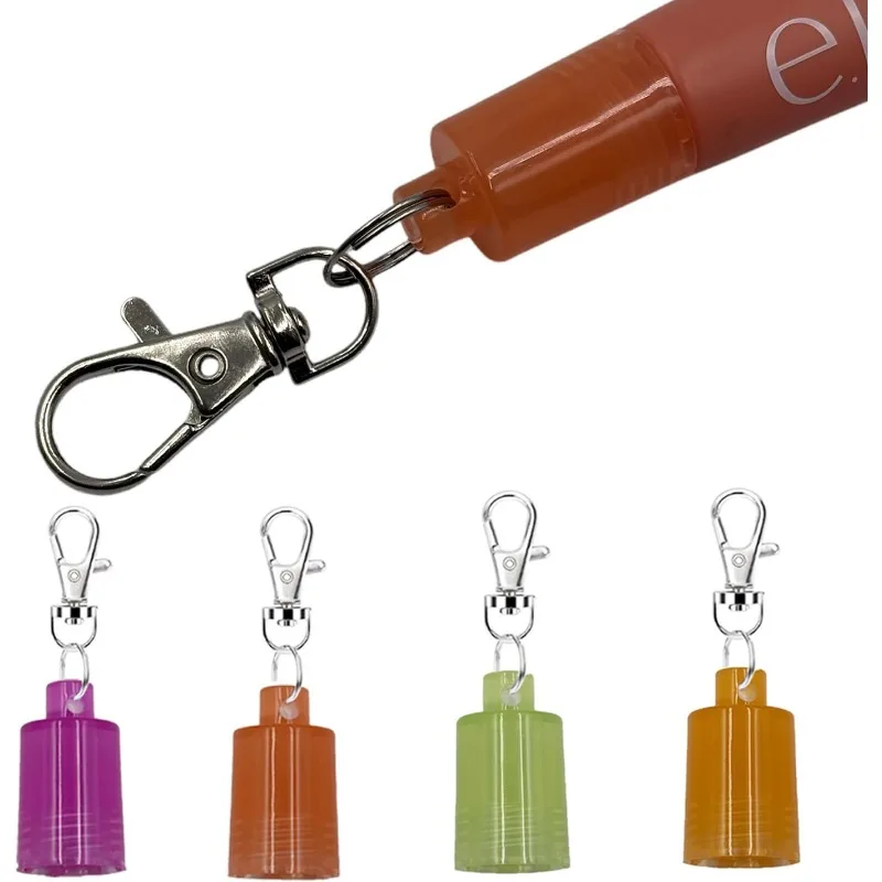 4 PCS e.l.f Squeeze Me Lip Balm Replacement Cap, Colorful Lip Balm Tube Lid With Keychain For e.l.f Squeeze Me Lip Balm
