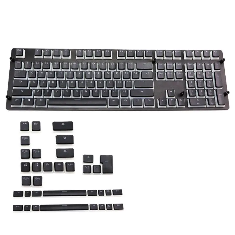 DN59 Pudding PBT Doubleshot Keycap OEM Back Light for Mechanical Keyboards Black GH60 Poker 87 Tkl 104 108