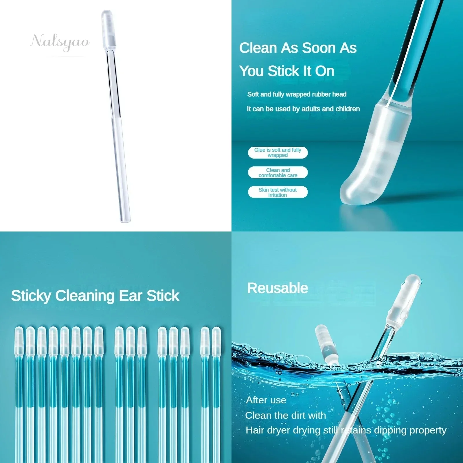 Soft Silicone Ear Wax Removal Tool Reusable Ear Cleaner for Adults Kids Elderly Disposable Sticky Ear Swabs Pick Safe Portable