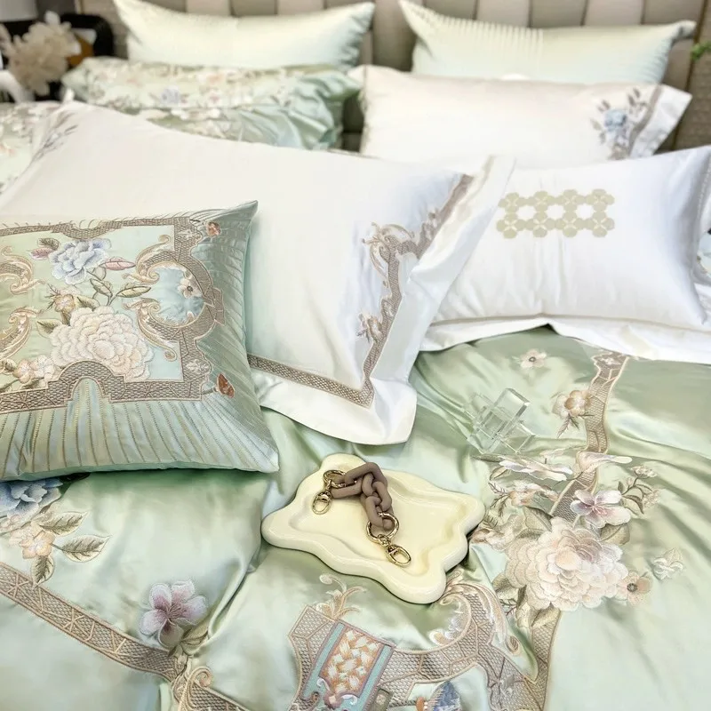 

Luxury High-end 4-piece Bedding Set European Style Bed Sheet Bed Cover Bedding Set Tribute Silk
