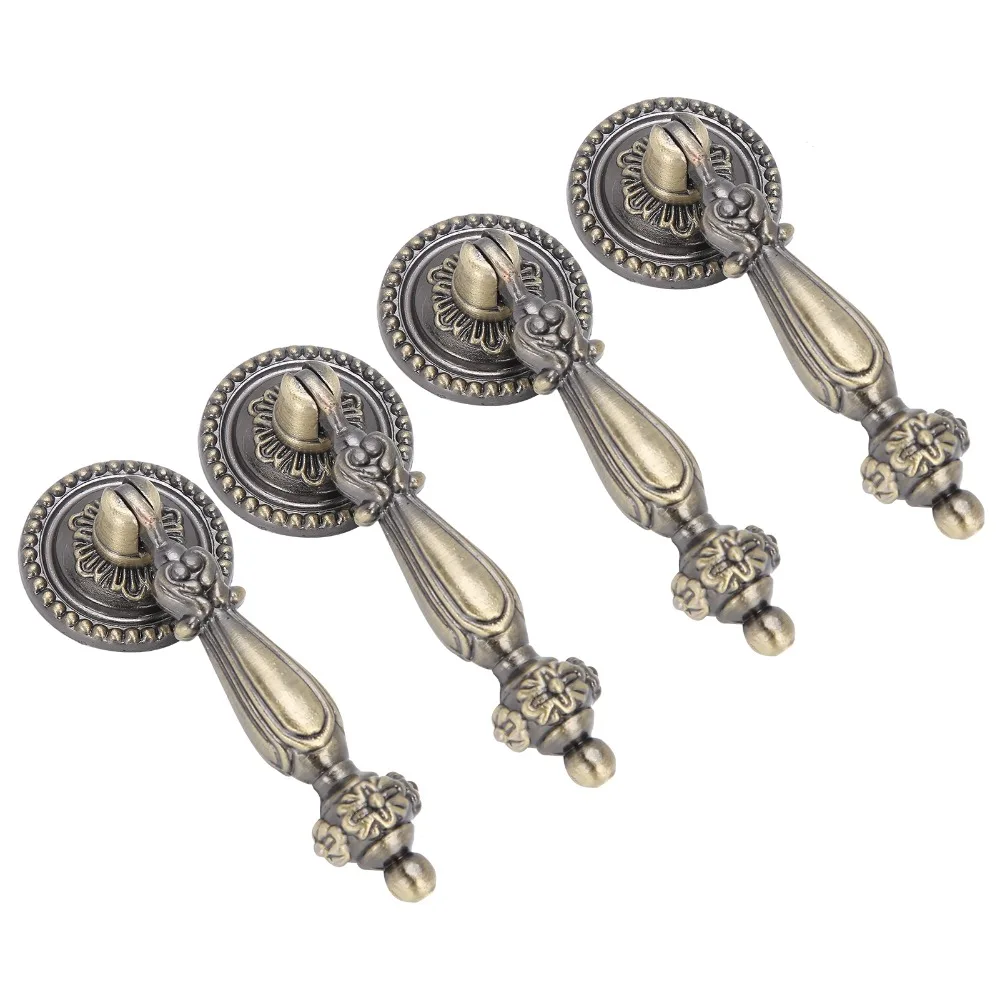 4 قطعة درج كبير الحجم يسحب الرجعية النحاس سبائك الزنك العتيقة نمط مقابض تصاعد مسامير البرونزية المسيل للدموع قطرة تسحب