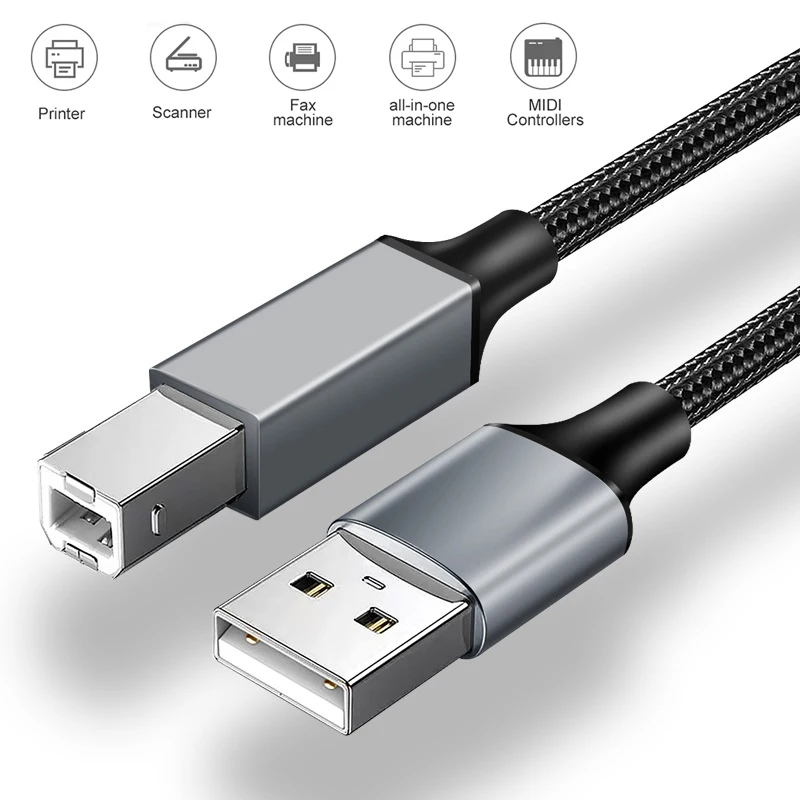 USB B to USB A Type C Printer Cable USB 2.0 Male to Male Scanner Cord High Speed Printer Cord for HP Canon Epson Dell Lexmark