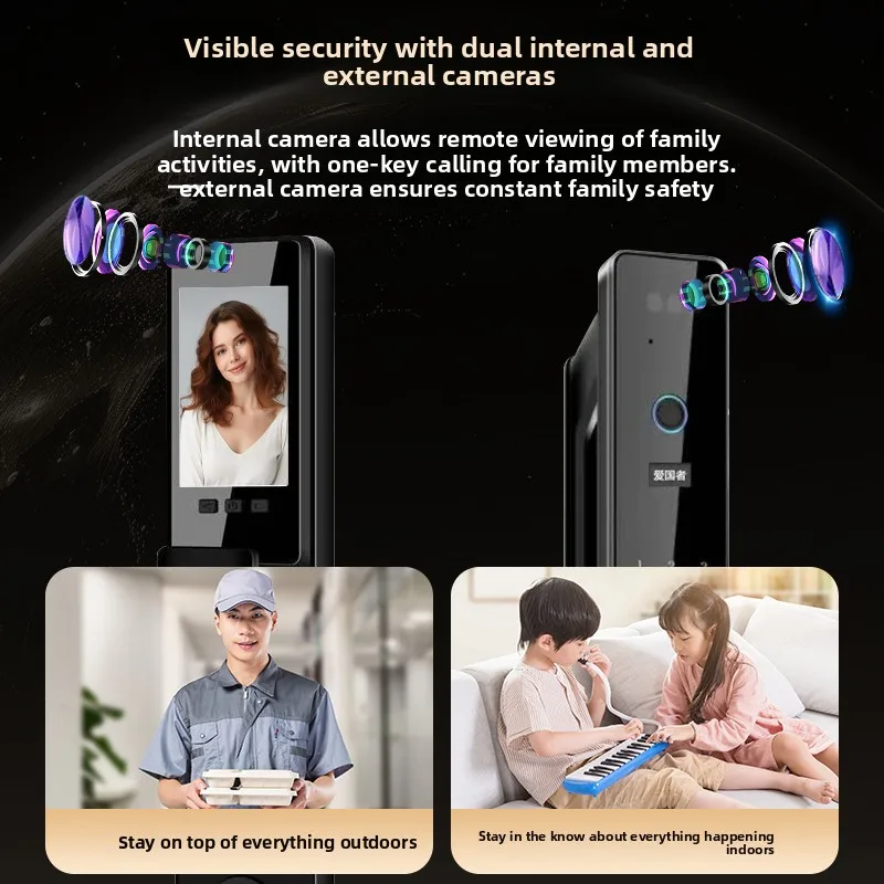 YJQ smart door lock facial recognition home automatic anti-theft door visual password fingerprint lock