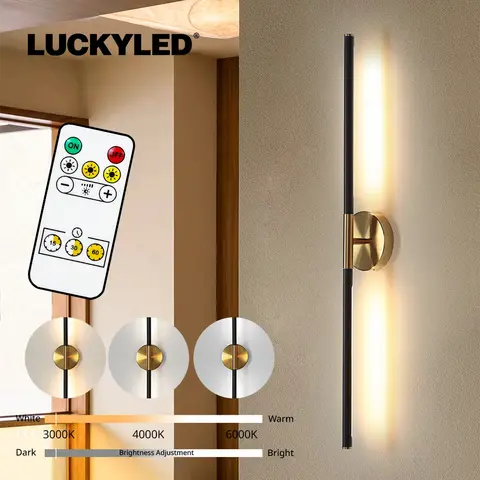 LUCKYLED 2pcs Rechargeable 80cm Indoor Wall Lamp Gold Color Temperature Adjustable Light for Home Decoration