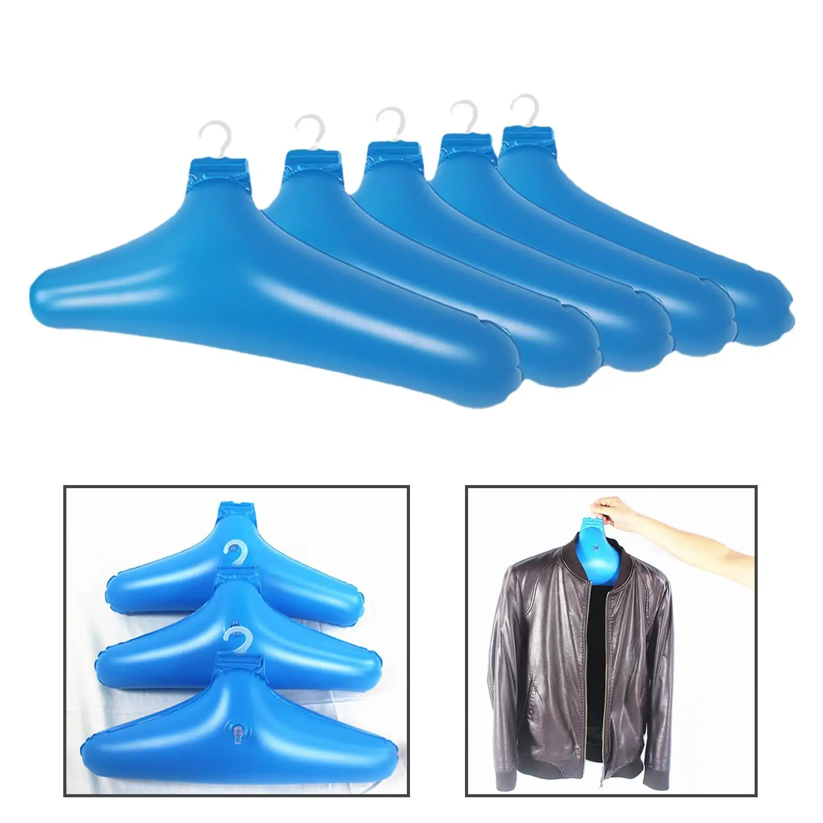 

5Pcs Inflatable Clothes Hangers Practical Portable Organizer Easy to Carry Space Saving Lightweight for Travel Office Home Hotel
