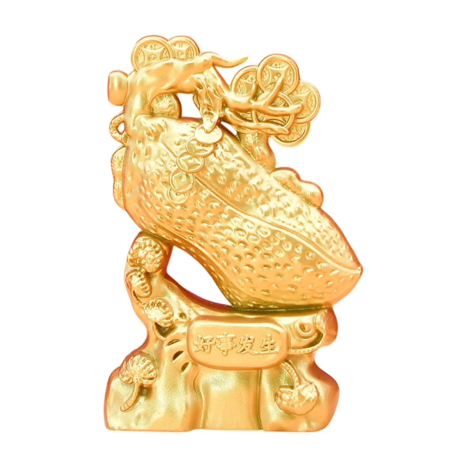 Peanut Statue with Chinese Blessings Modern Collectible Gift Desktop Alloy Ornament for Shelf Cafe Office Festival Tea Room