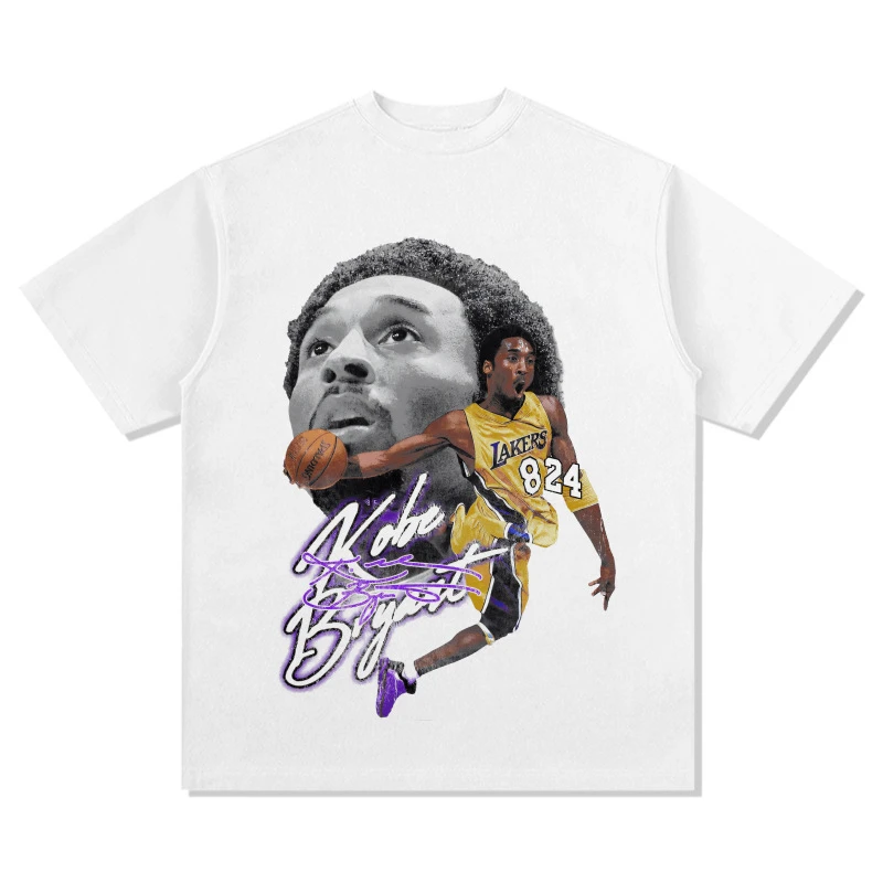 

Men T-shirts Hip Hop American Summer Breathable Basketball Short Sleeve T-Shirt Star Kobe Printed Heavy Crew Neck Top
