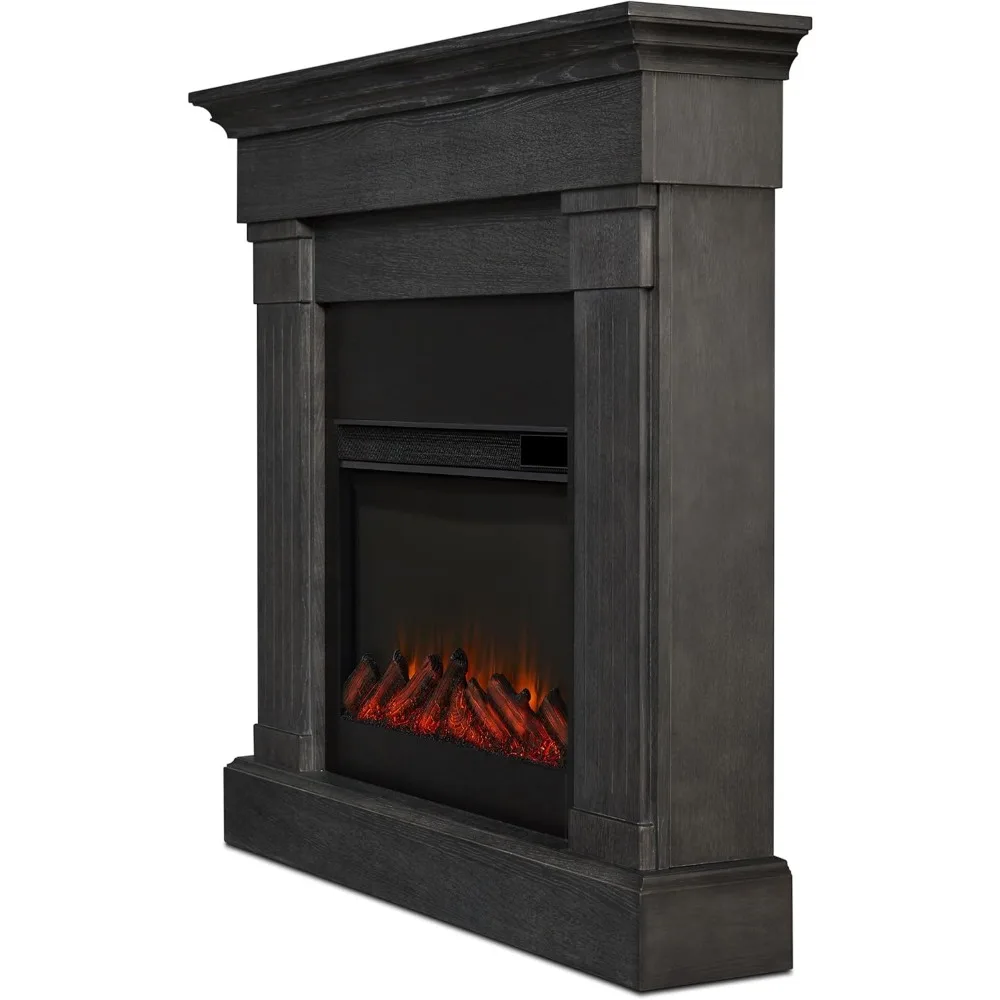 Crawford Slim Indoor Electric Fireplace with Mantel for Living Room or Bedroom, Replaceable Fireplace Insert Heater,