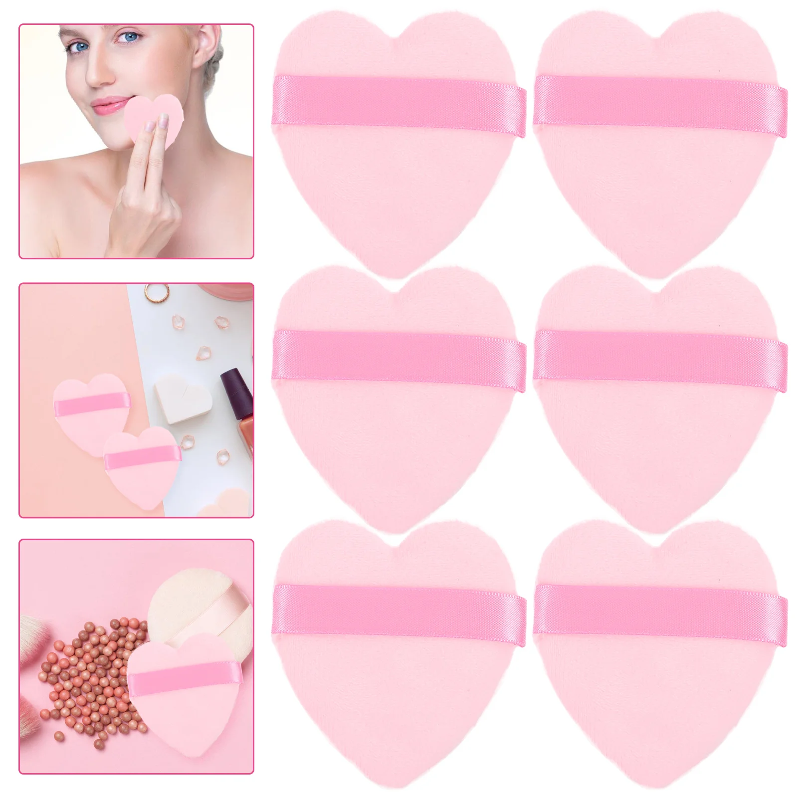 6 Pcs Makeup Tools Face Powder Sponges Puffs Pink Foundation
