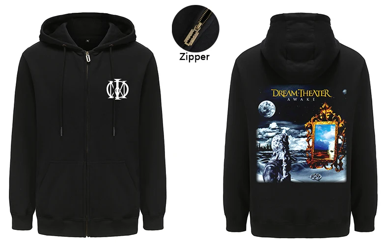 Moletom com zíper Dream Theater masculino, streetwear Harajuku, Hip Hop Hoody, tops femininos, outono, inverno, roupas com capuz com zíper