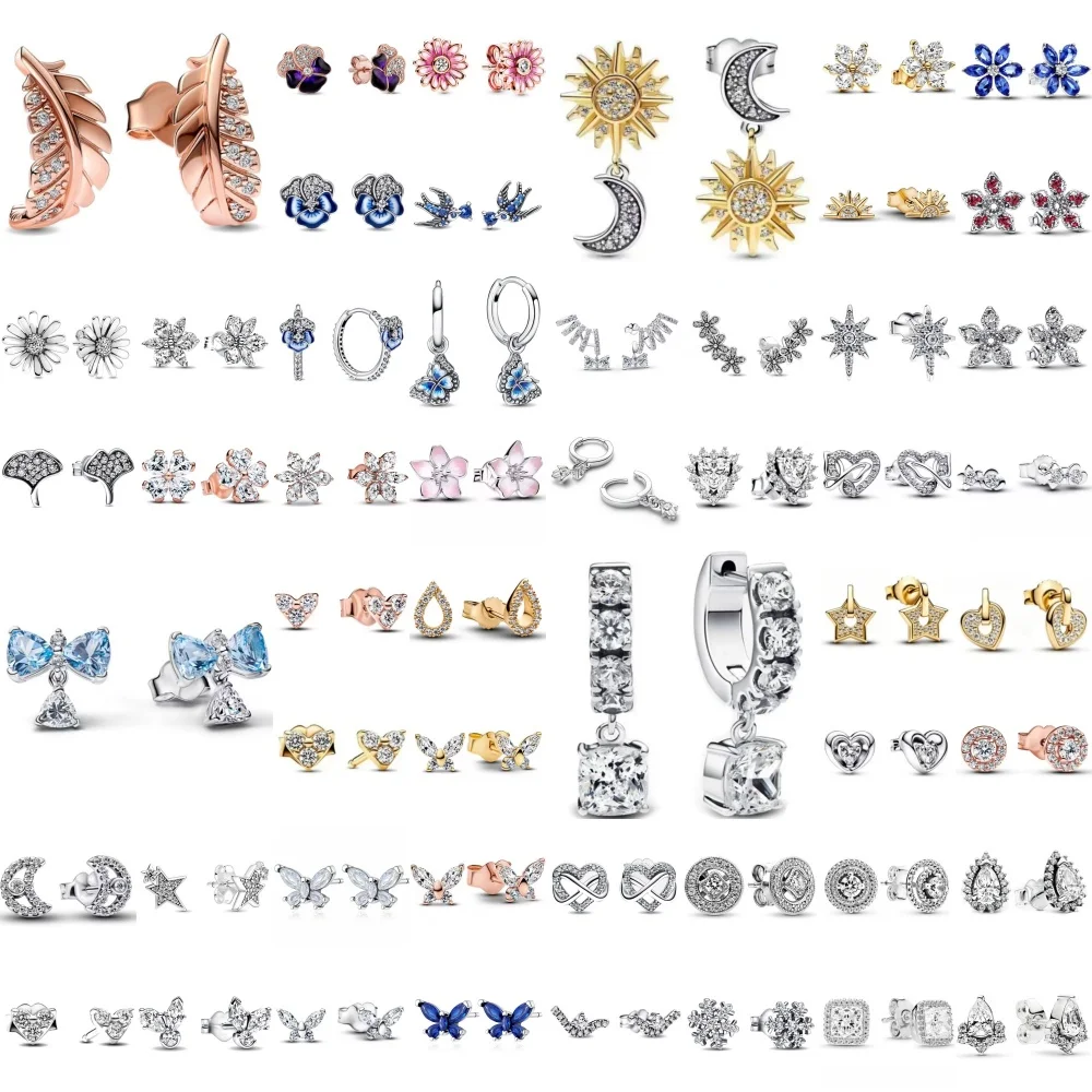 Hot Selling 925 Silver,Flower,Butterfly,Snowflake,Sun And Moon Earrings Suitable For Women To Wear Exquisite Jewelry ﻿