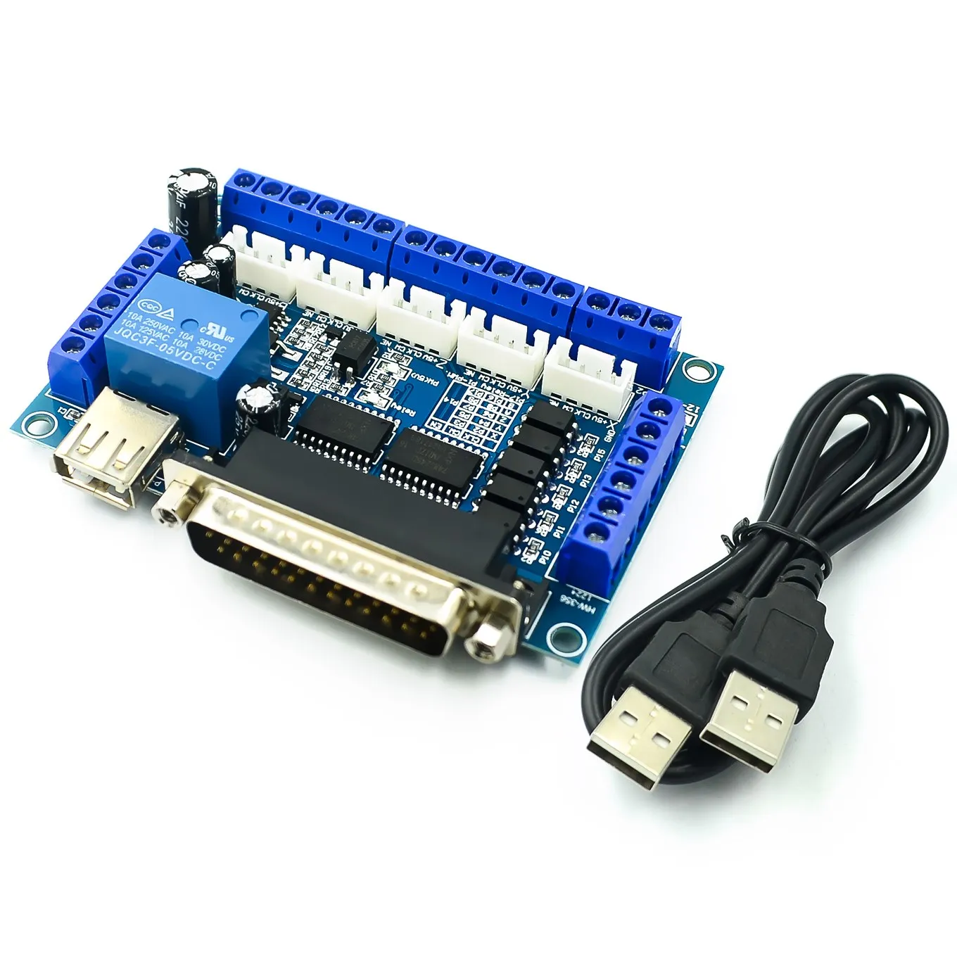 Upgraded 5 Axis CNC Interface Adapter Breakout Board For Stepper Motor Driver Mach3 + USB Cable