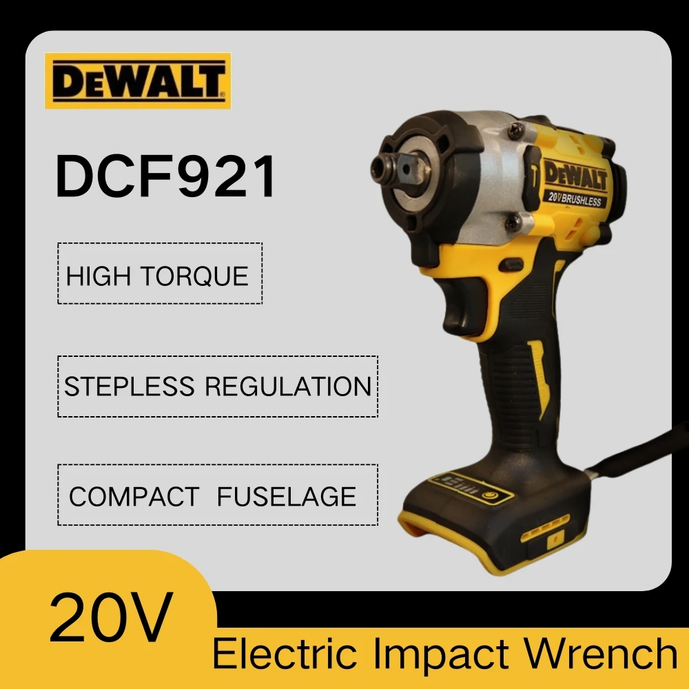 DEWALT  DCF921  ATOMIC   Compact Impact Wrench 20V Brushless 1/2 Cordless Wrench  Variable Speed Charging  Power Tool