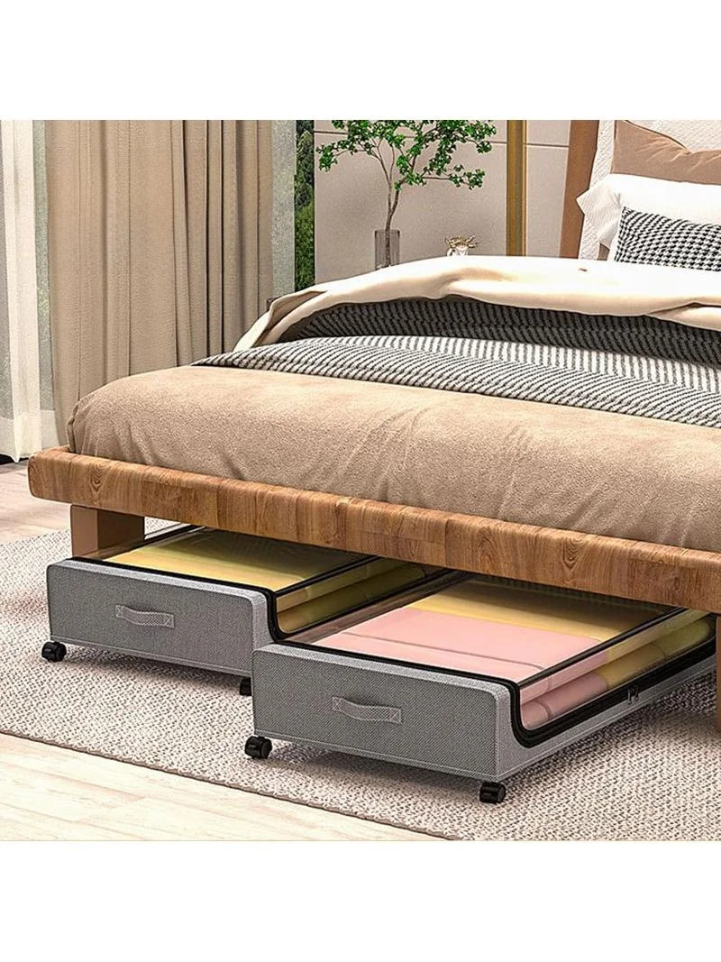 

Square Bed under Storage Box Mobile Organizer for Clothes Shoes Toys Books Creative Fabric Storage Box for Home Organization