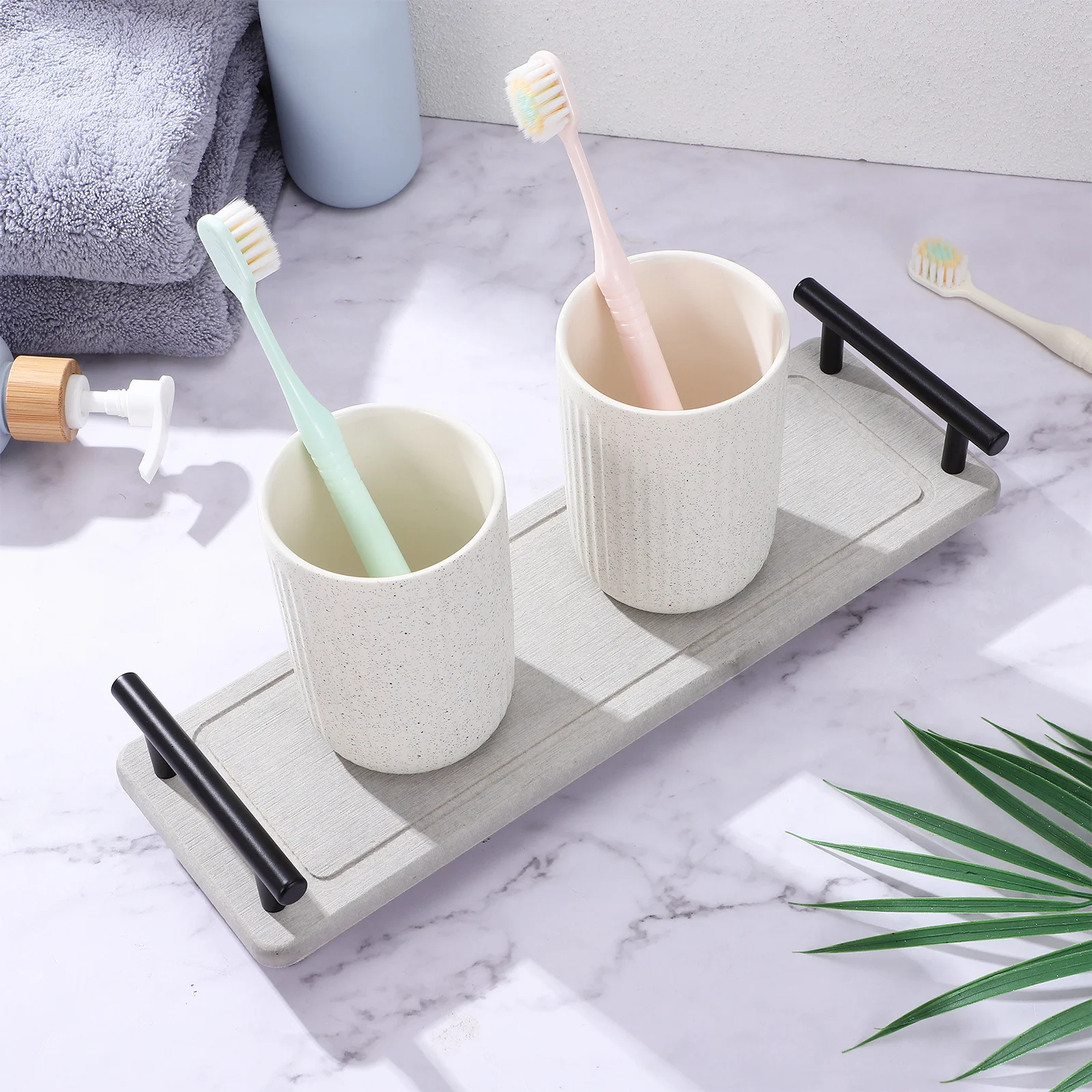 

Bathroom Drain Mat Tray Absorbent Stable Vanity Tray Organizer for Sink Countertop Perfume Storage Bathroom Sink Vanity Trays