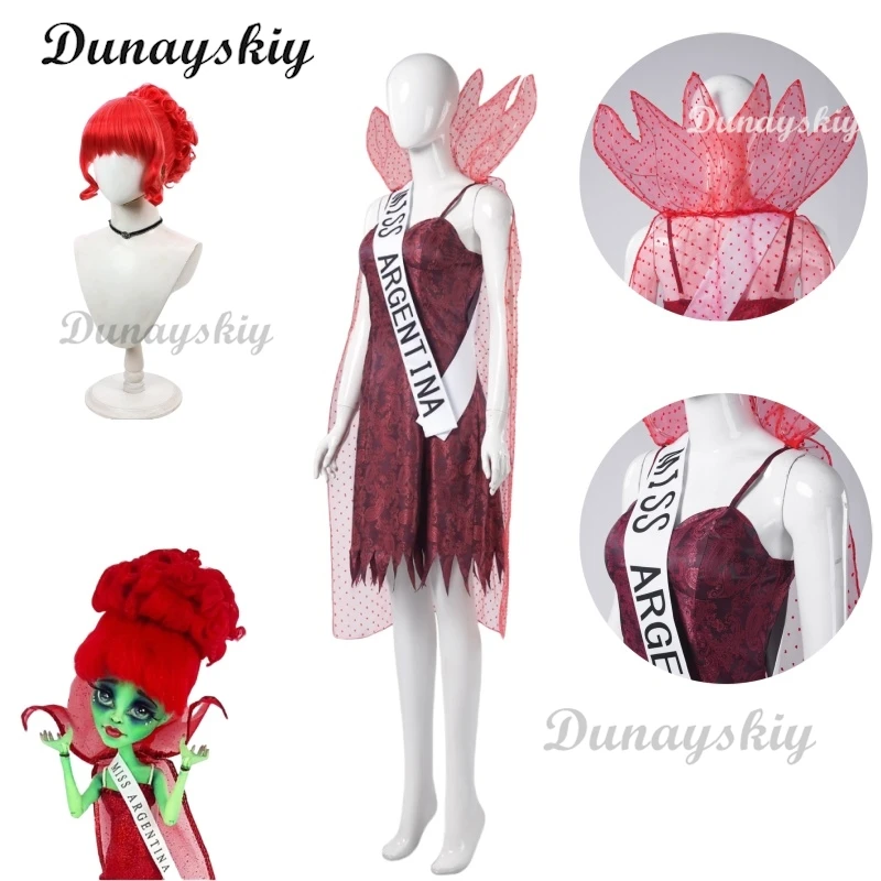 미스 아르헨티나 코스프레 판타지 미스 뷰티 원피스 영화 주스 코스튬 변장, 성인 여성 역할극 판타지아 의상, 할로윈