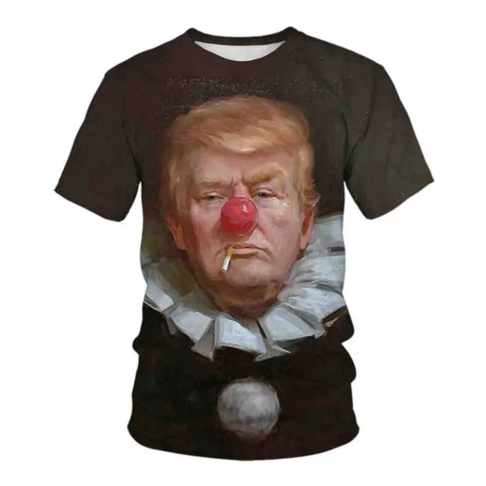 Mens T-Shirt Summer New Hotline Fashion 3D Print Trump Pattern Men's T-Shirt Loose Comforts Breathable Funny Men's Clothing Top