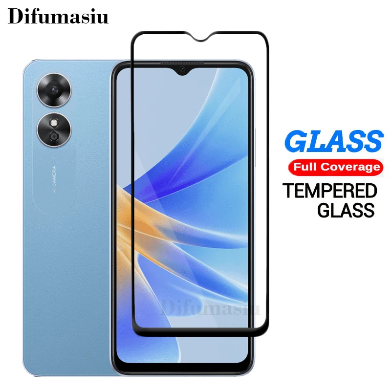 3in1 For OPPO A17 Tempered Glass Full Screen Protector A78 A58 A38 A98 5G A16K Camera Lens Film + Carbon Fiber Back Film