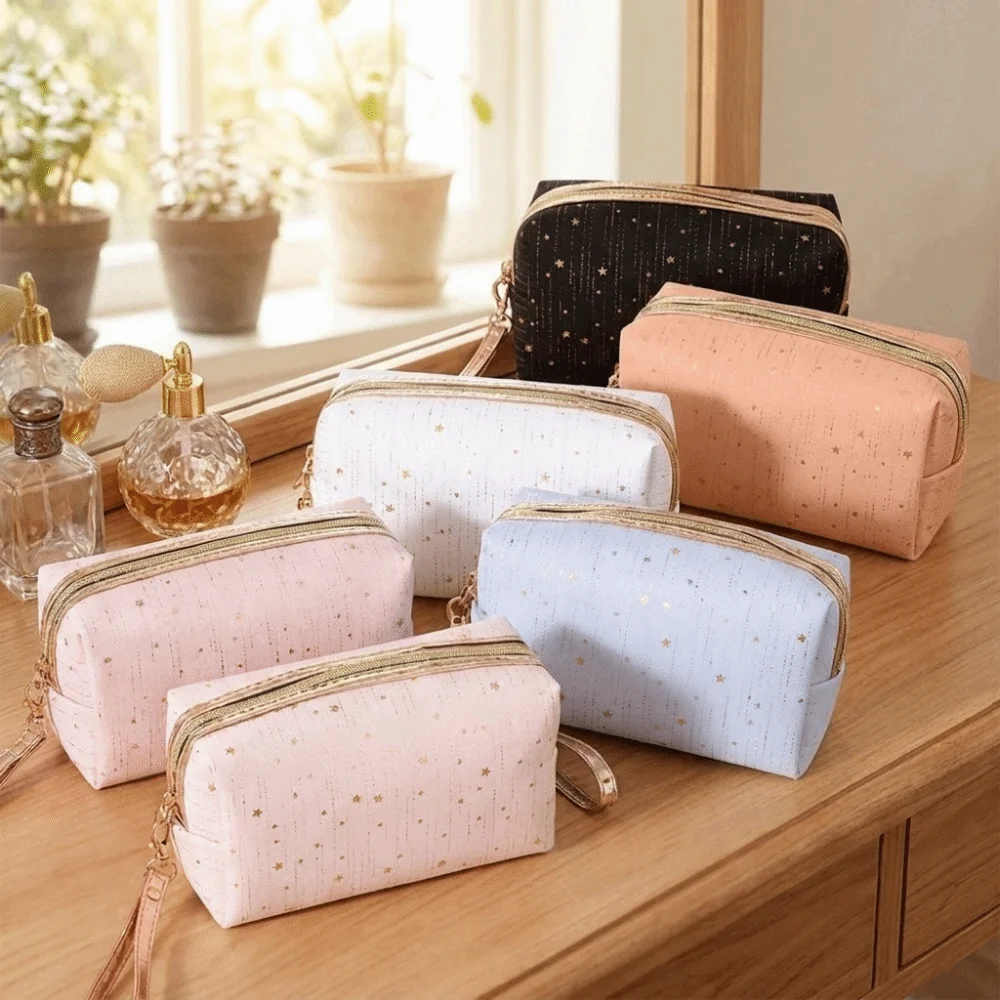 Bling Large Capacity Makeup Bag Rainproof Gold-tinted Storage Bag Lightweight Breathable Toiletry Organizer Travel