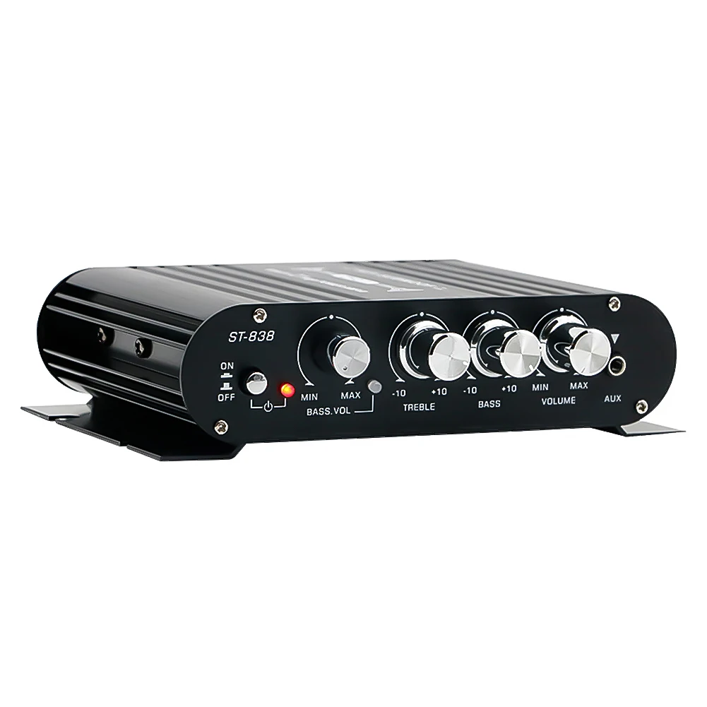 ST-838 HiFi 2.1 Channel Audio Amplifier Bass and Treble Adjustment 80W*2 Black Car Home Amp Mini Media Player