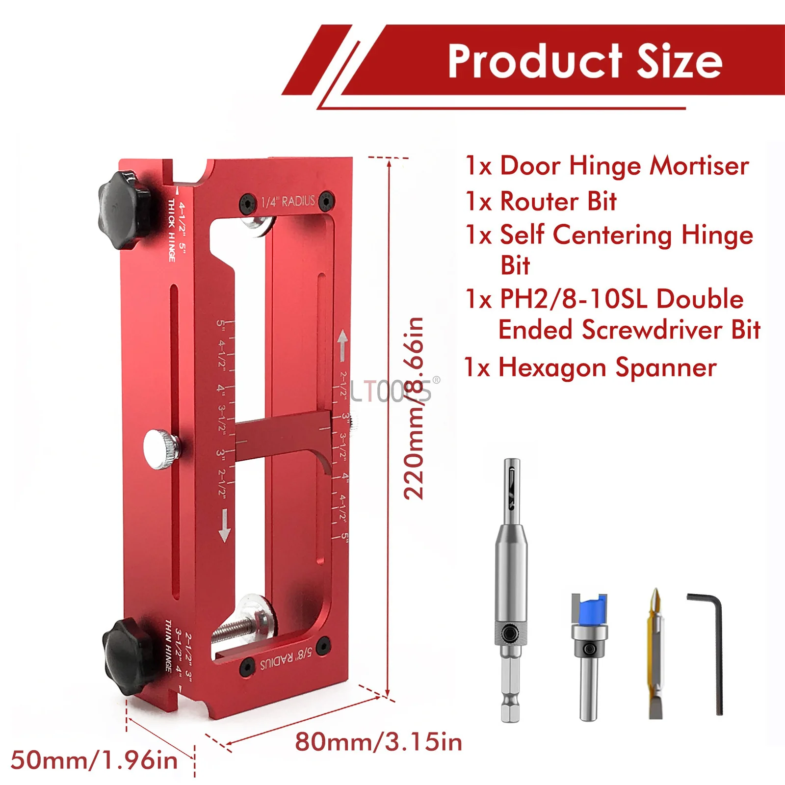 Hinge Drilling Fixture Combination Durable Door Frame Stable Locator Woodworking Installation 1/4in 5/8in R Square Corner Types