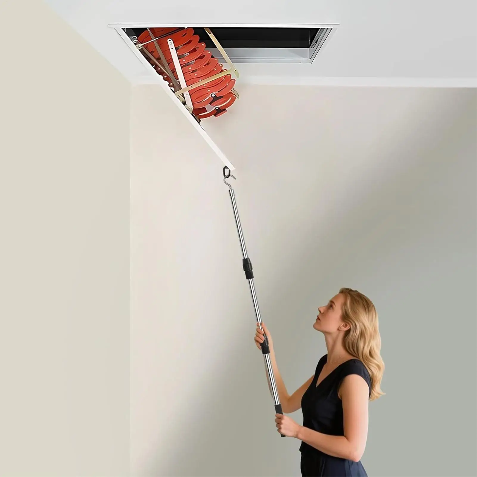 Attic Pull Down Hook Stairs Pull Hook Handle Extendable Adjustable Heavy Duty Ladders Release Tool For Canopy Cargo Garage