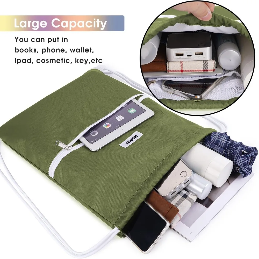 กระเป๋าเป้สะพายหลังแบบเชือกผูก กระเป๋าผ้าร่ม กระเป๋าซิป กระเป๋าไนลอนกันน้ำ สำหรับออกกำลังกาย ช้อปปิ้ง เล่นกีฬา โยคะ