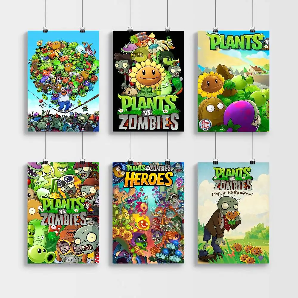 P-Plants مقابل الزومبي أنيمي الملصقات لزجة ورق أبيض ملصق DIY غرفة بار مقهى Kawaii غرفة ديكور #1