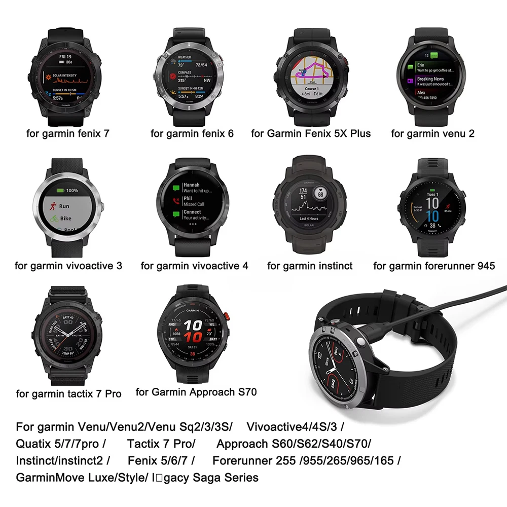 كابل شاحن الساعة لـ Garmin Forerunner 45 55 245 255 265 745 945 955 965 سوار شاحن USB لاستبدال معدات الساعة