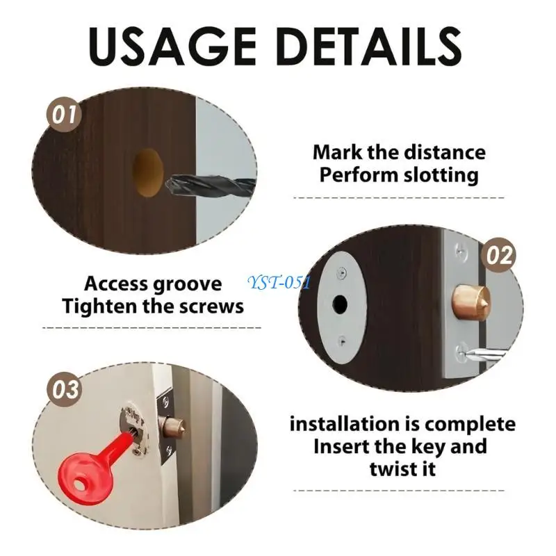 

E15A 2Pcs Tube Well Lock Mortice Door Bolts with Star Key for Fireproof Door