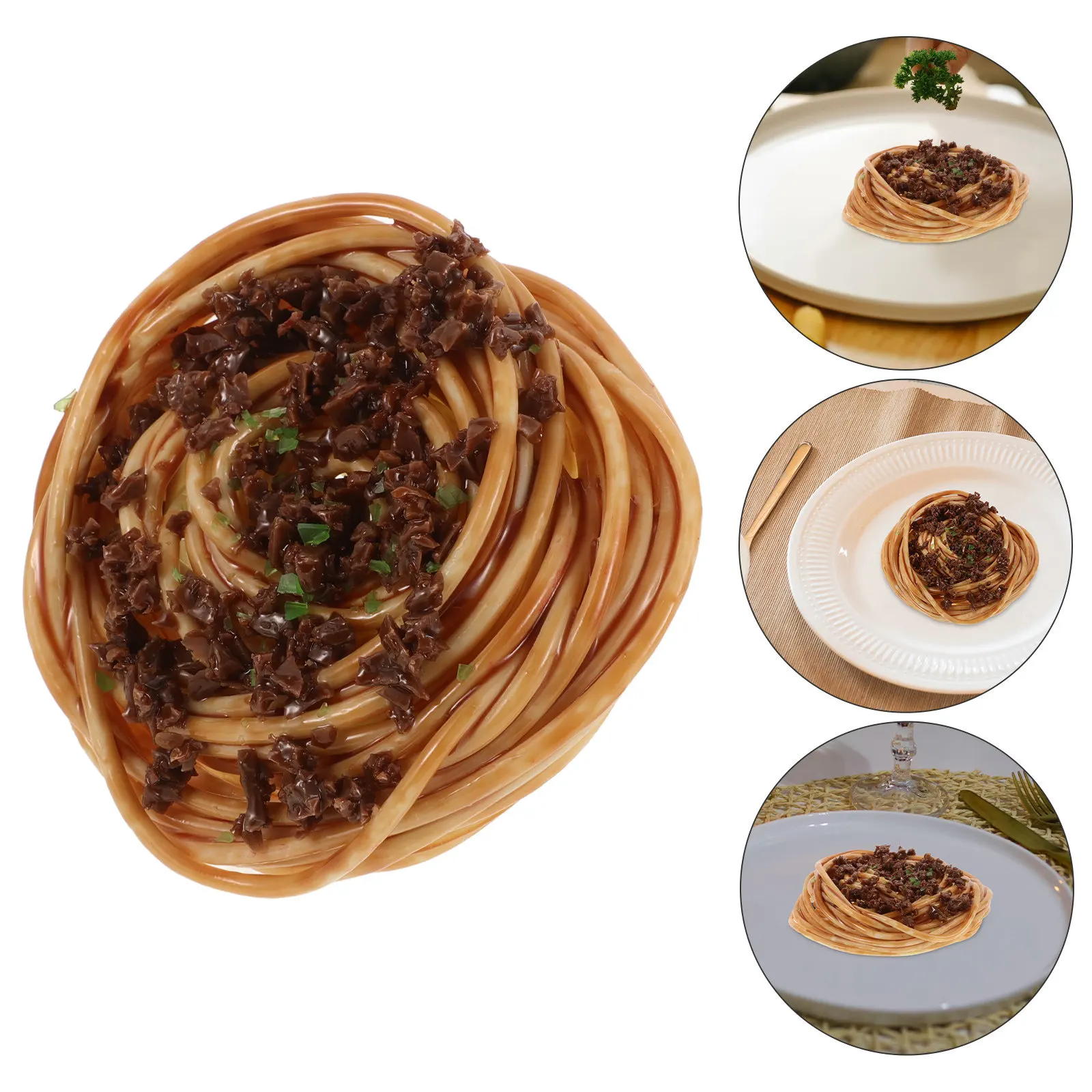 Espaguetis Simulados con Salsa de Carne, Pasta Falsa para Decoración, Fideos Artificiales Realistas para Diseño de Escenas, Sesiones de Fotografía y Decoración de Mesa