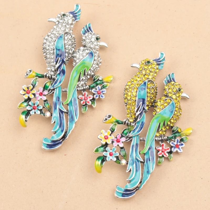 

Rhinestone Enamel Bird Brooch Phoenix Peacock Pin Dress Corsage Elegant Temperament Accessories