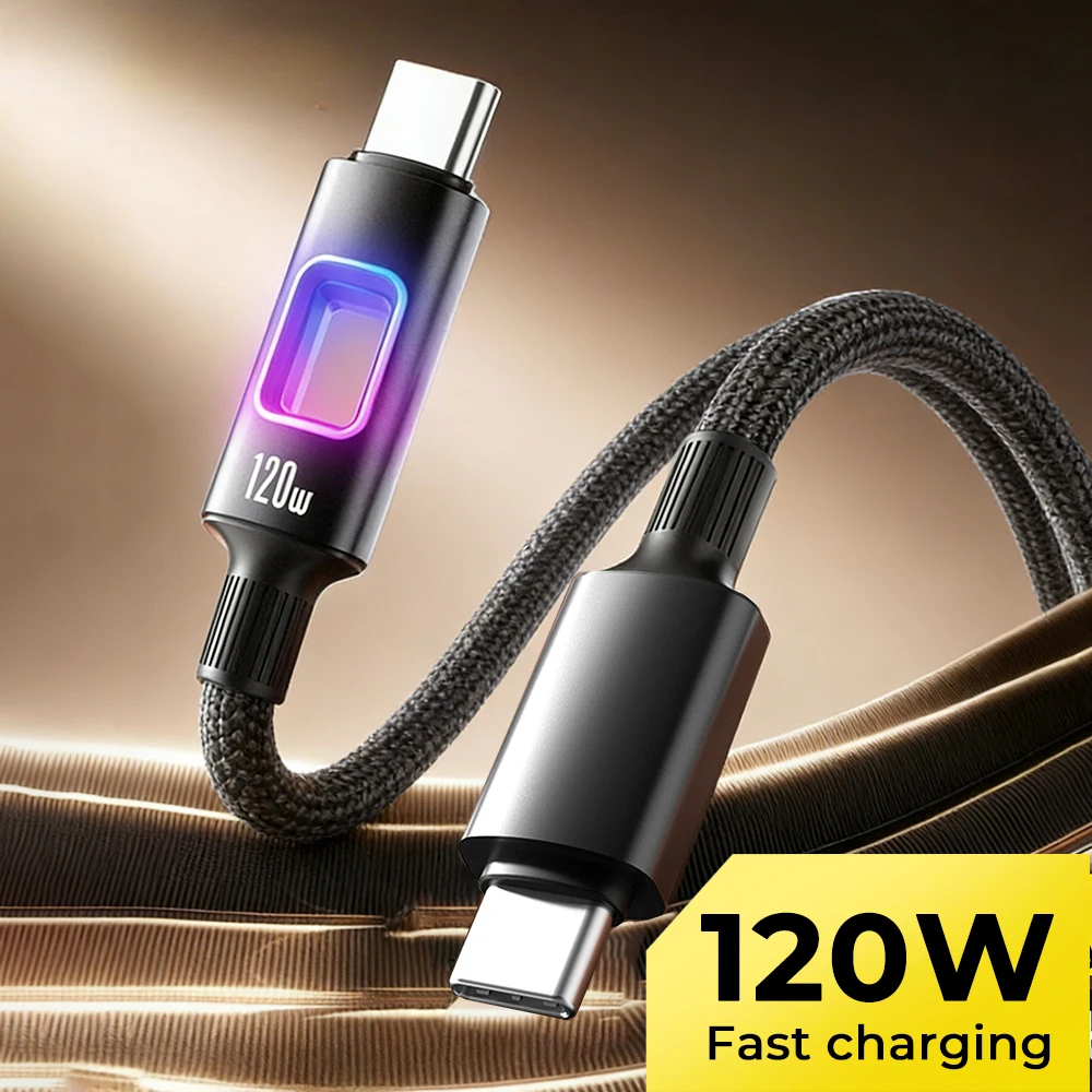 120W USB-C auf USB-C Ladekabel – PD-Schnellladung Datenkabel für iPhone 17, 16, Samsung S26, Xiaomi, Laptop, MacBook
