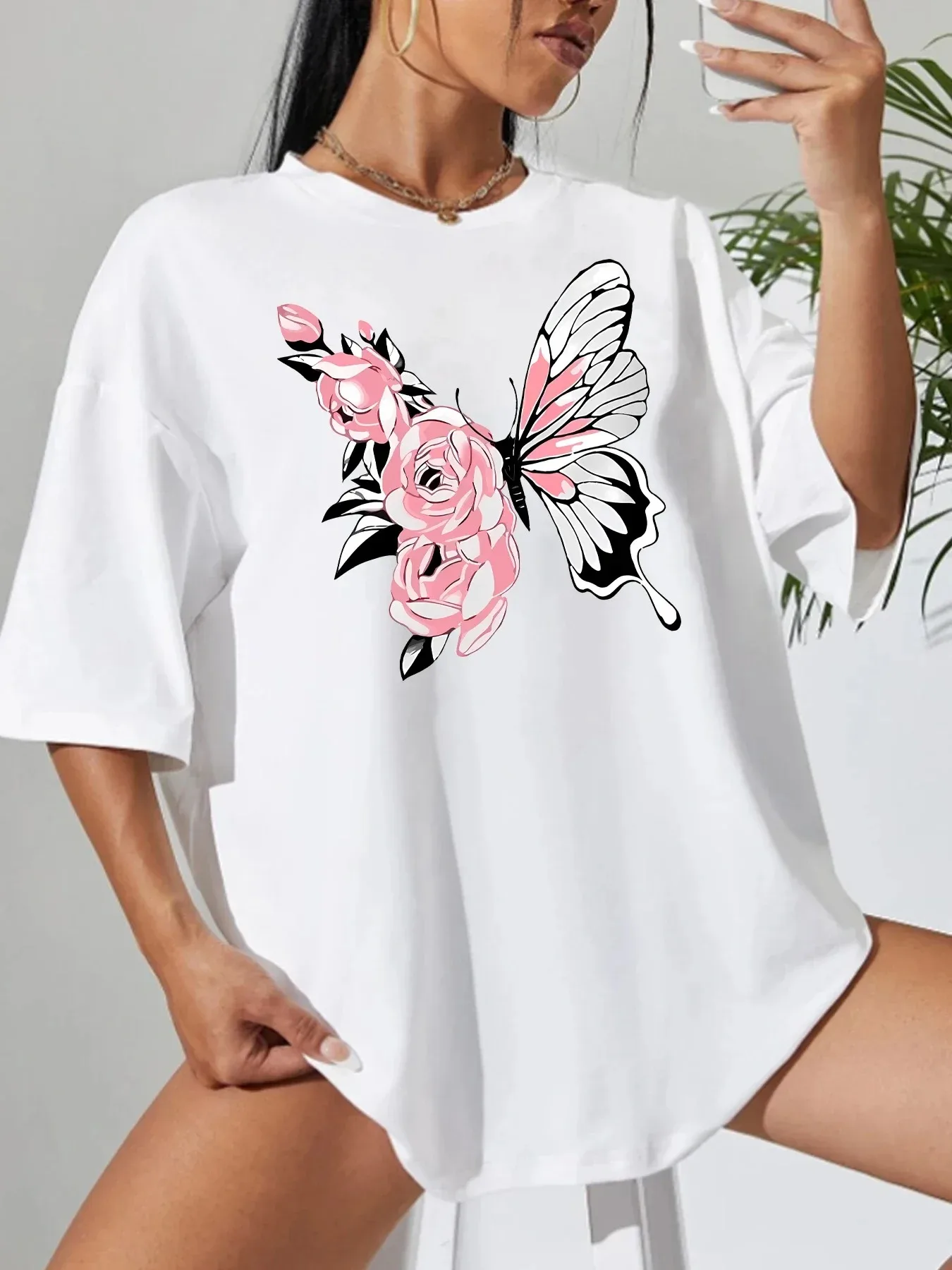 Women's Plus Size T-shirt Graphic Short Sleeve Clothing Top, Loose and Casual, Soft and Comfortable Breathable, Outdoor Sports