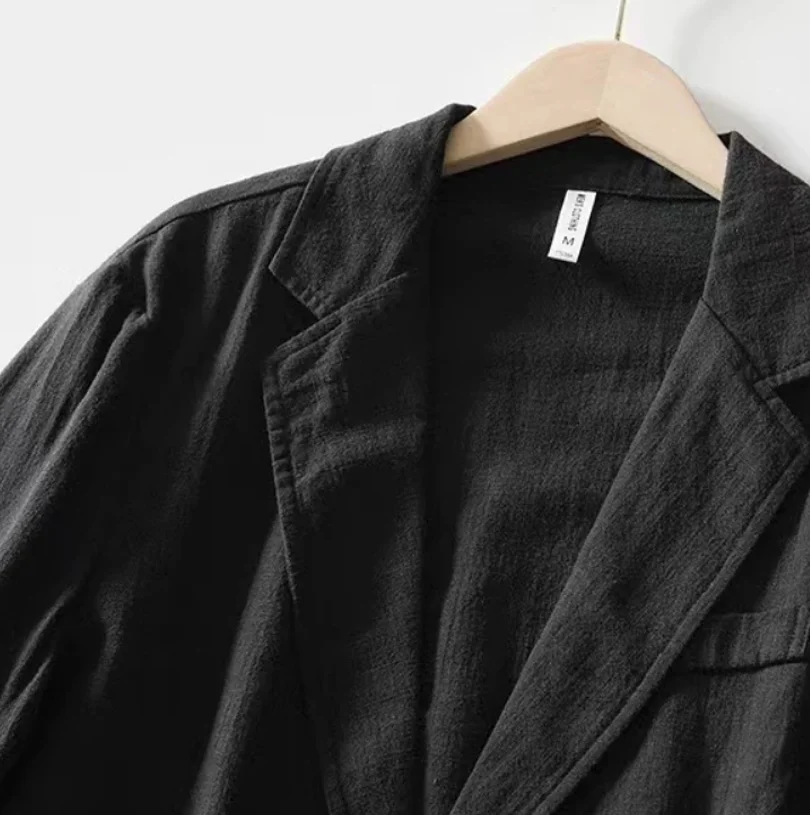 man's Coat 2026 New Casual Suit single-layer Jacket Solid Color Cotton Linen Solid Color Button Pocket Long Sleeve Clothing