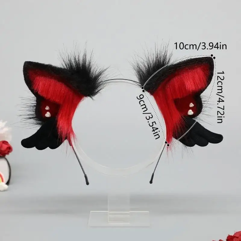 C71F メイドヘアフープウィング猫耳ヘアバンド曲げ可能な耳カチューシャ衣装ヘアフープガールテーマパーティーサブカルチャーかぶと