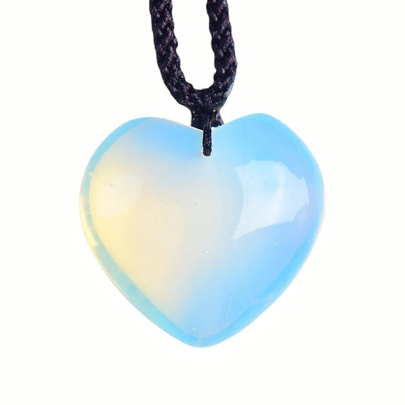 Natural White Opalite Heart Pendant WomenFashion Delicacy Gemston  Jewelry Christmas Gift For Women Man 1Pcs