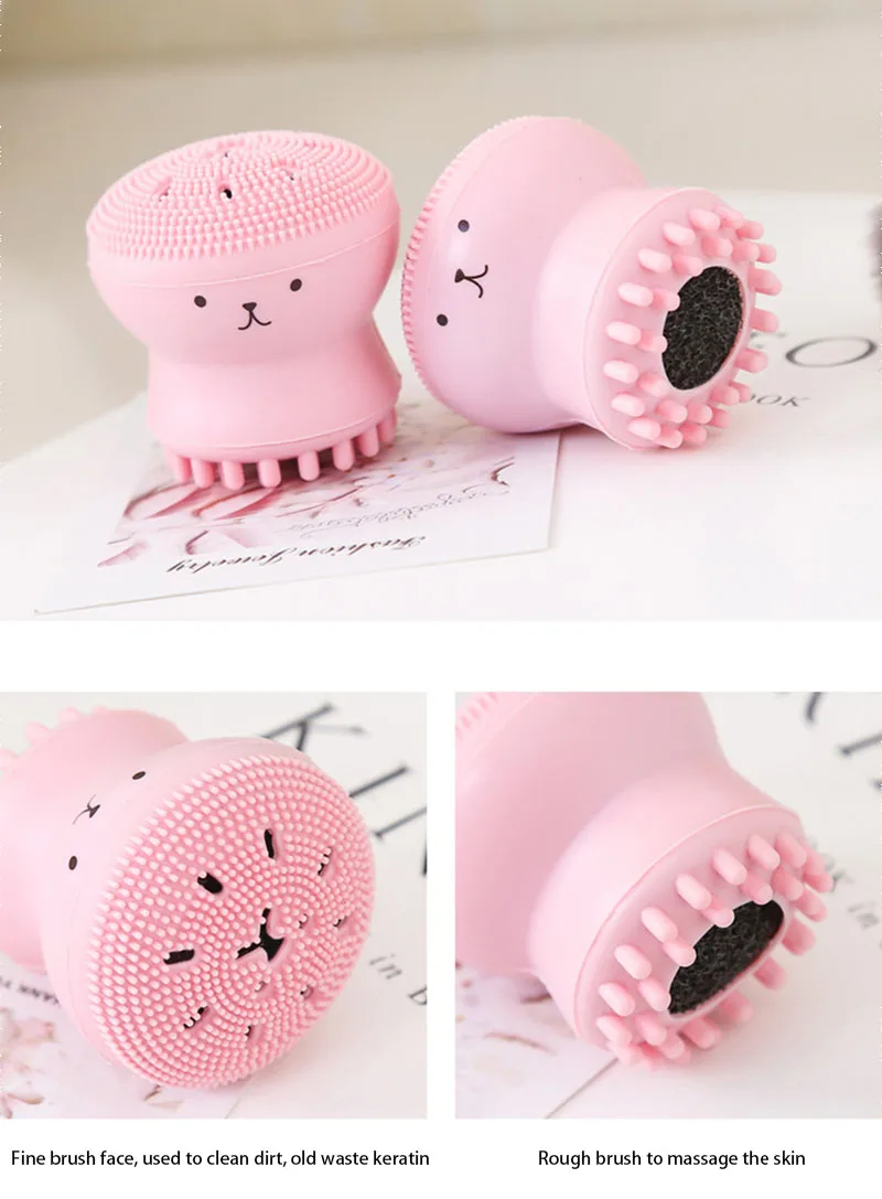 1pcs Octopus Siliconen Gezichtsreinigingsborstel Gezicht Wasborstel Reiniging Trillingen Cleanser Diepe Porie Huid Massager Gereedschap
