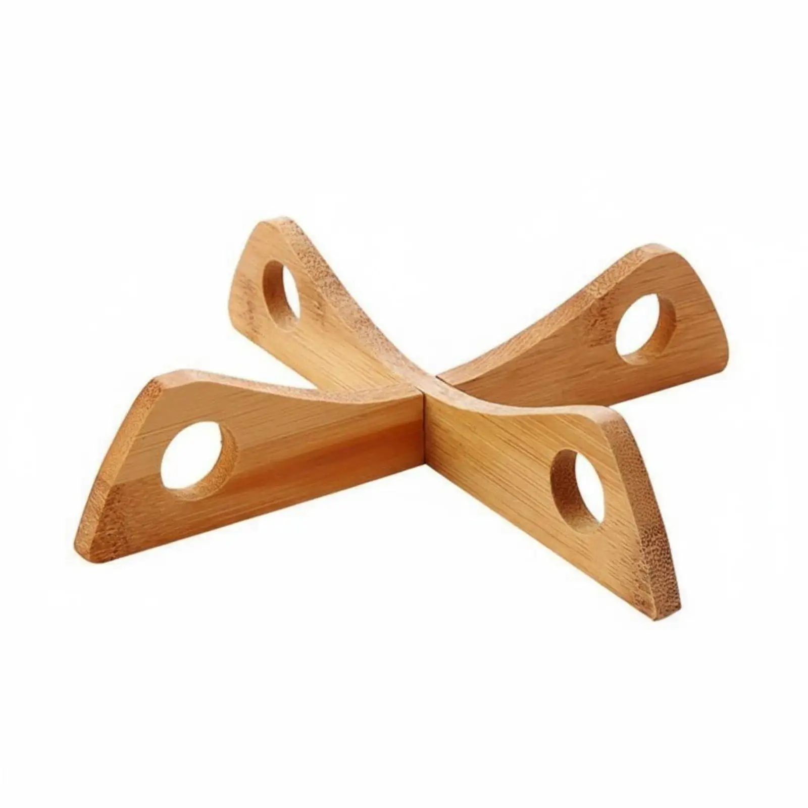 Bamboo Pot Stand Heat Proof Kitchen Utensil Holder Cross Support Trivet for Hot Cookware and Bowls