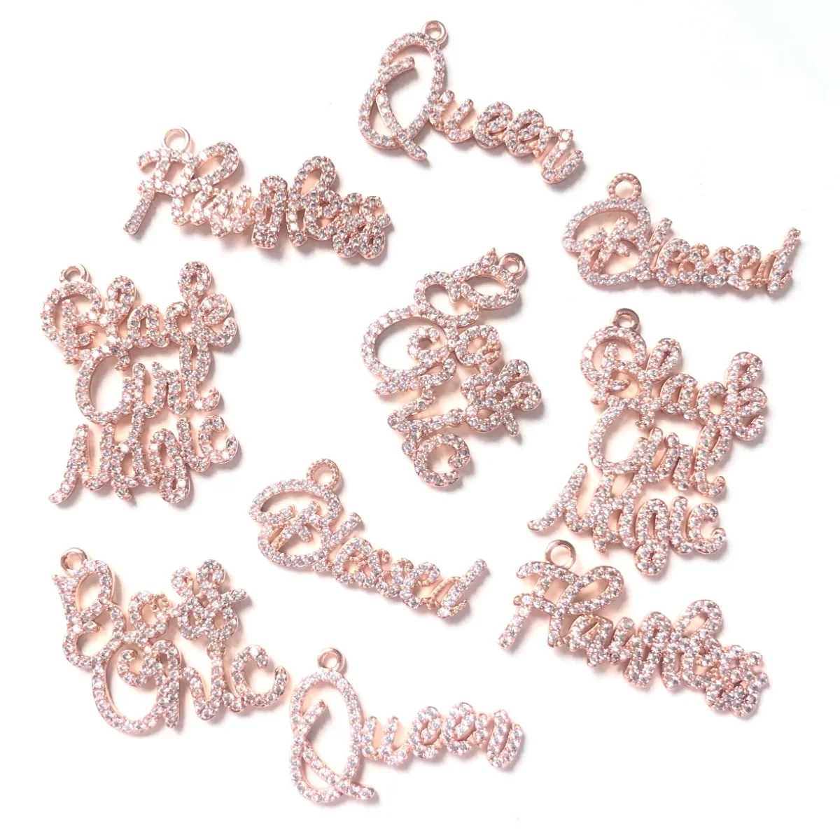 10pcs Mix Word Charm Pendant Bundle for Women Bracelet Making Queen Boss Chic Blessed Flawless Black Girl Magic Jewelry Findings