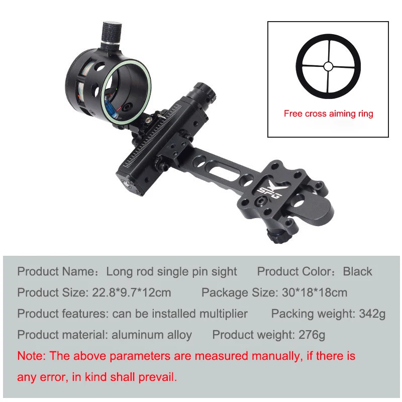 Compound Bow Sight 1 Pin Arrow Target Hunting Long Rod Fine Adjustment Aiming Archery Sight Multi View Equipment