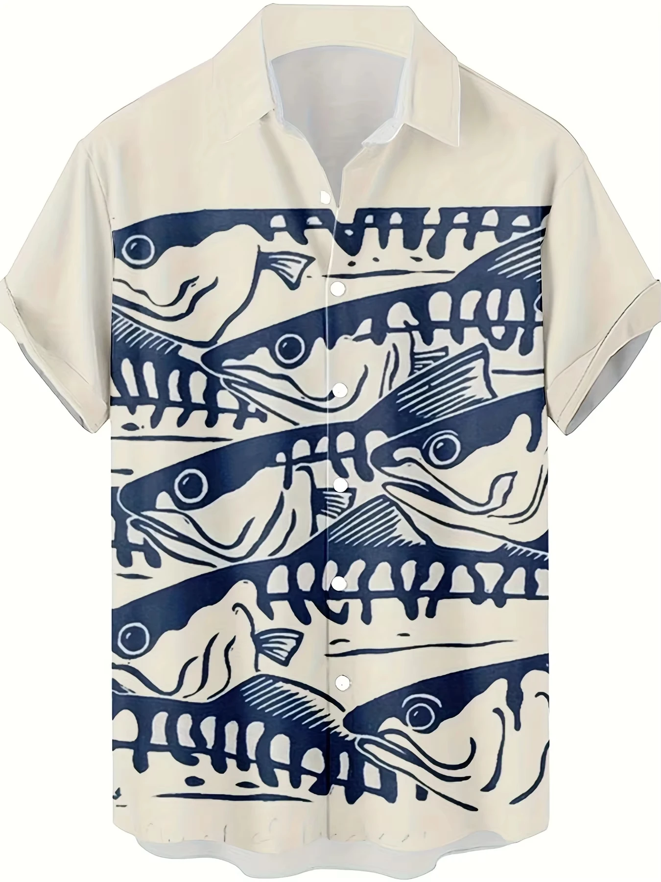 

2026 Summer New Style Men's Short-Sleeved Shirt - 3D Small Fish 3d Print - Casual Fashionable Comfortable Soft Breathable